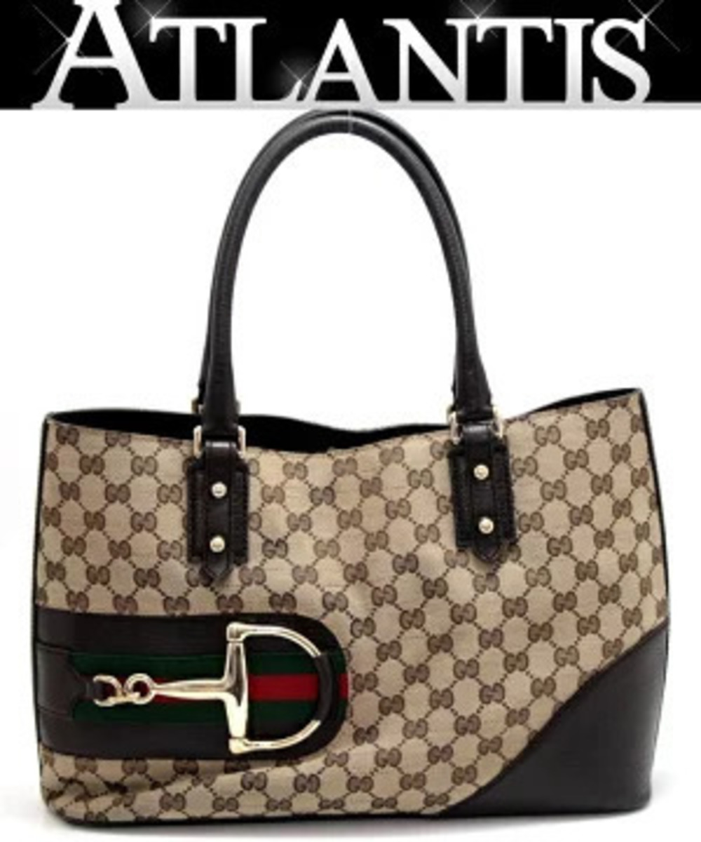 Gucci Horsebit GG Tote Bag Sherry Canvas Brown